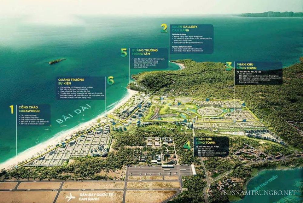 Phối cảnh tổng thể dự án CaraWorld Cam Ranh nhìn từ trên cao năm 2025