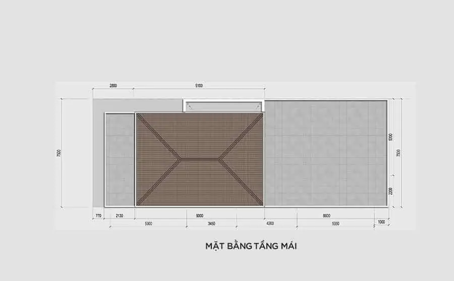 Măt Bằng Tầng Mái Căn Shophouse Ven Sông Nam Hòa Xuân