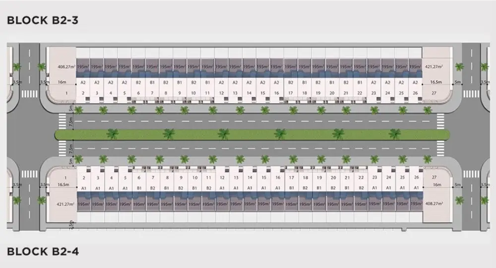 Shophouse Trục Nguyễn Phước Lan Thuộc Block B2-3 và B2-4.