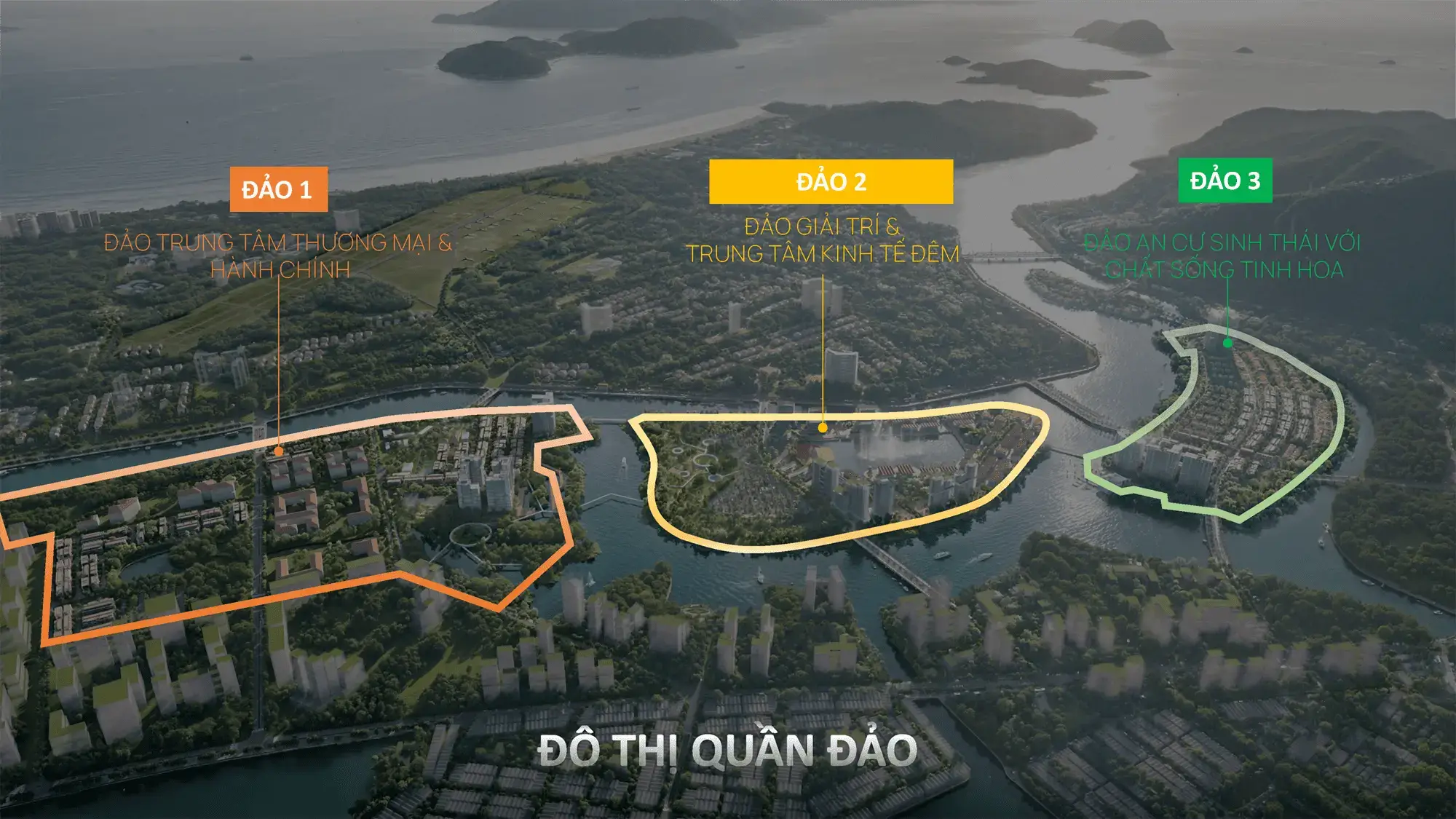 Phối cảnh tổng thể Đô thị Quần đảo Sun Nha Trang - Mô hình 3 đảo
