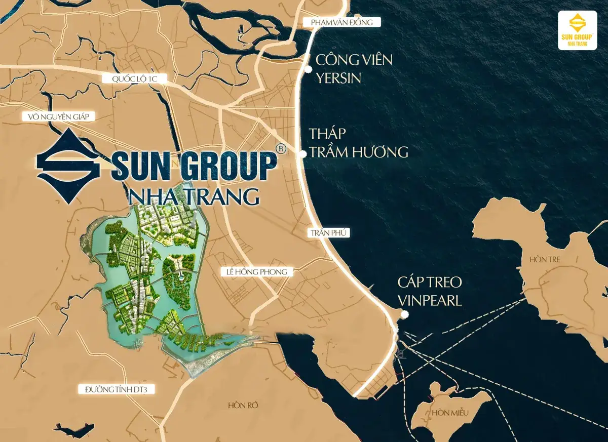 Vị trí Sun Nha Trang ven sông Tắc va Quán Trường