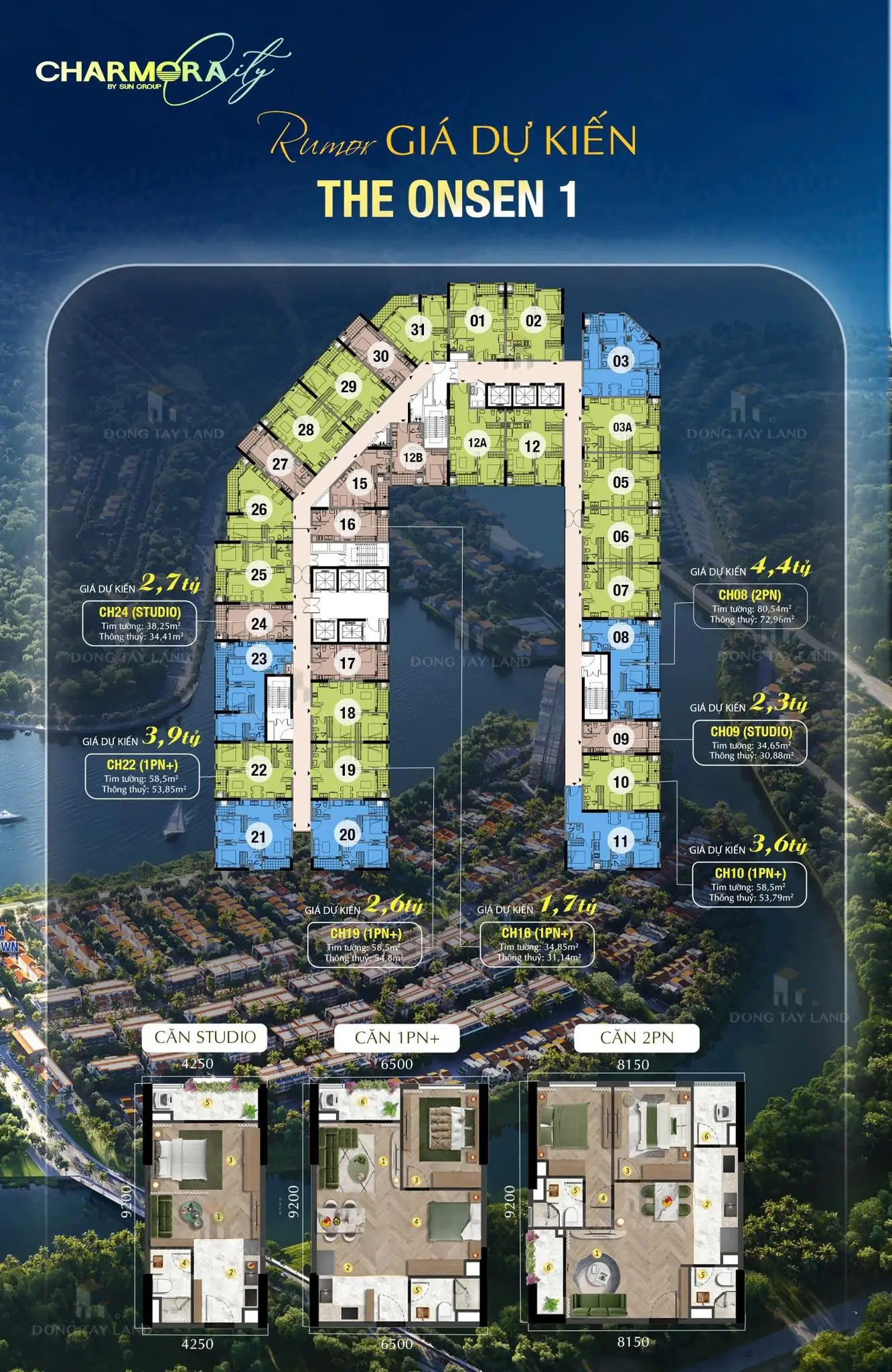 Mặt bằng căn hộ The Onsen 1 Nha Trang