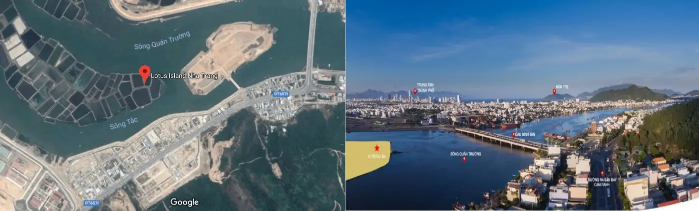 Vị trí dự án Đảo Hoa Sen Nha Trang ven sông