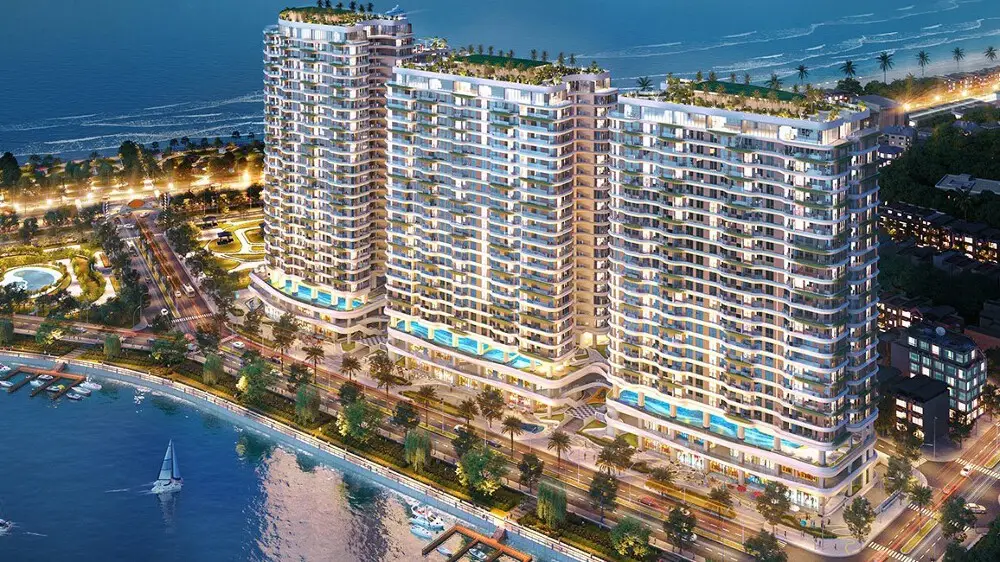 Phối cảnh 3 tòa tháp dự án Welltone Luxury Residence bên vịnh Nha Trang.