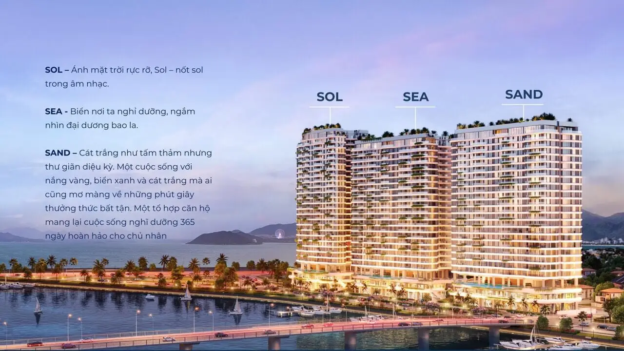 phối cảnh tổng thể ba tòa tháp the sol - the sea - the sand