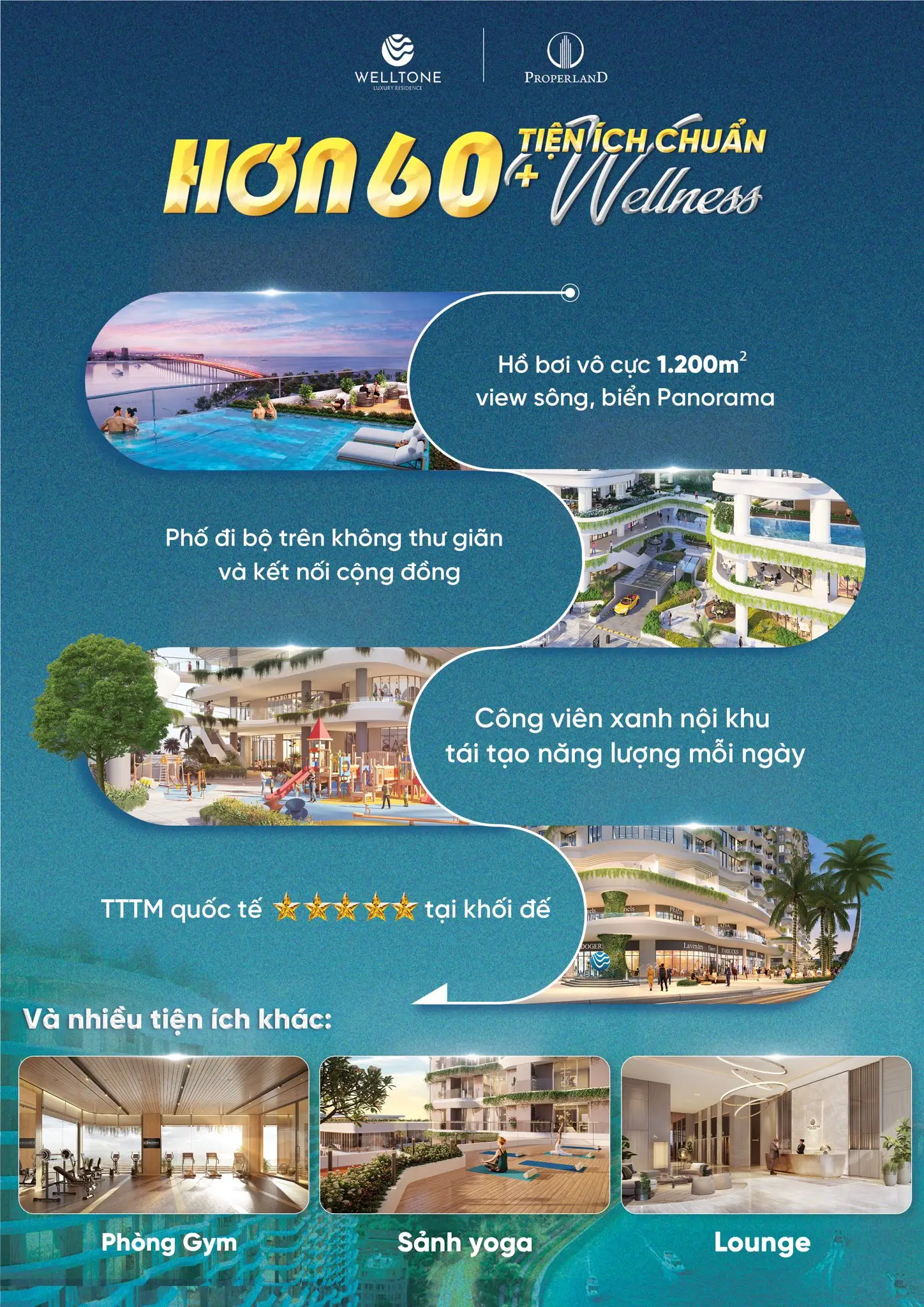 Tiện ích hồ bơi vô cực view biển tại Welltone Luxury Residence cho cư dân thượng lưu.