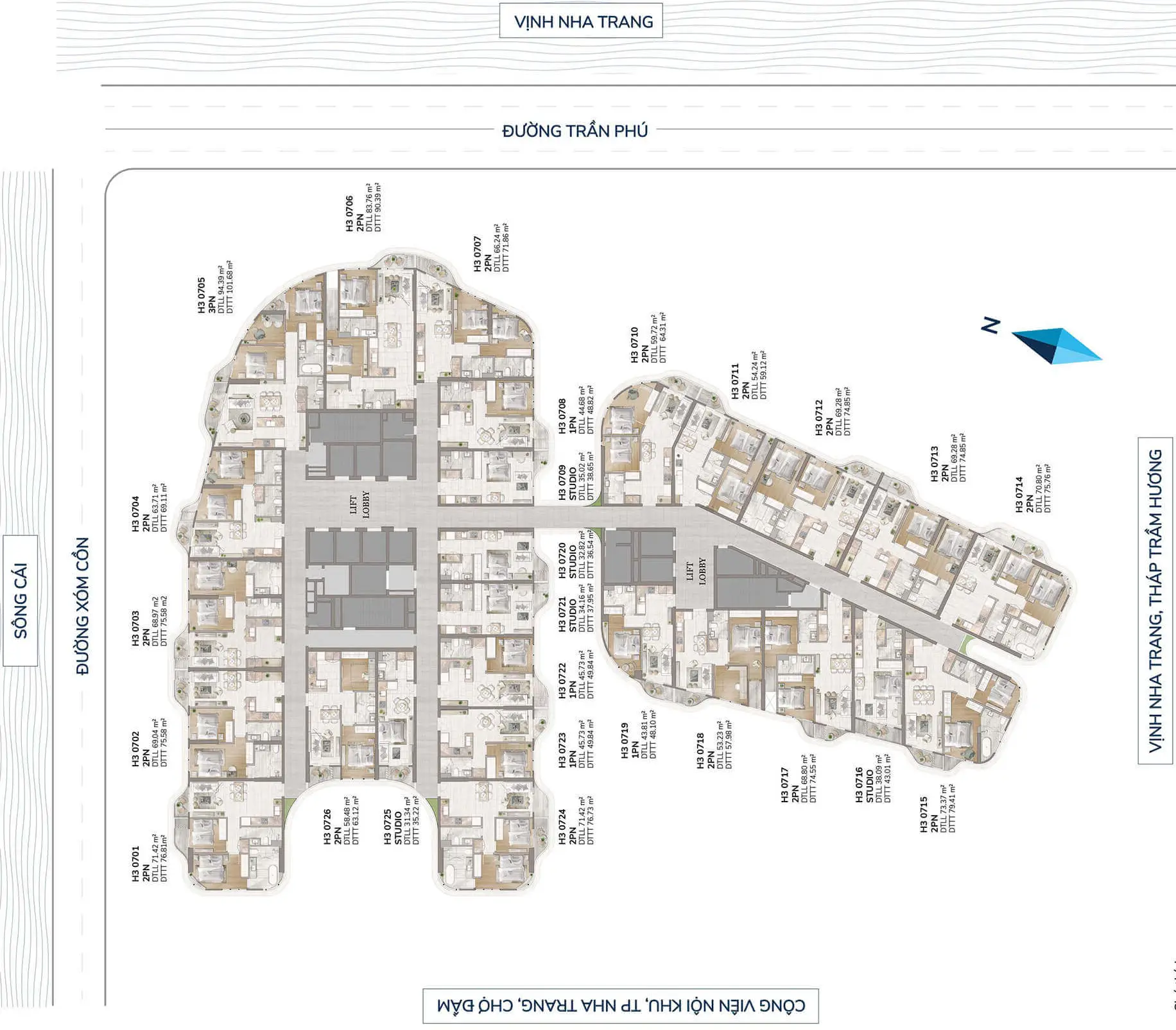 Sơ đồ vị trí quỹ đất và quy hoạch chi tiết dự án Welltone Luxury Residence mặt tiền Trần Phú